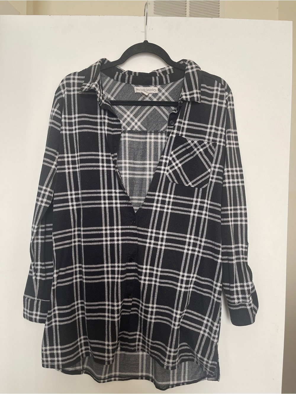 New York Laundry Plaid Button Up Tunic Top